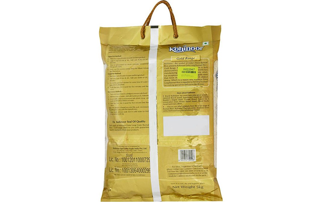 Kohinoor Extra Long Basmati Rice   Pack  5 kilogram